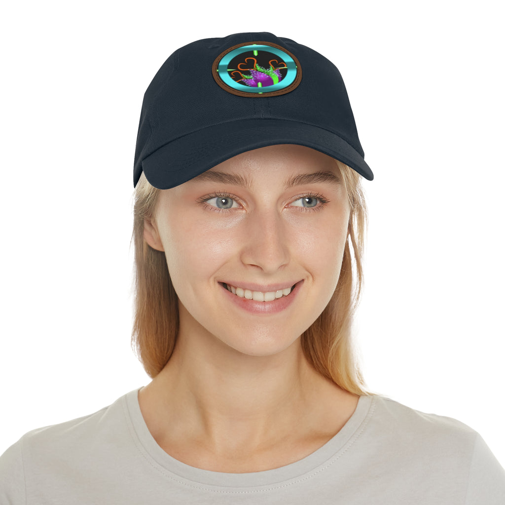 pH art contest cross-hairs hat with Leather Patch (Round)