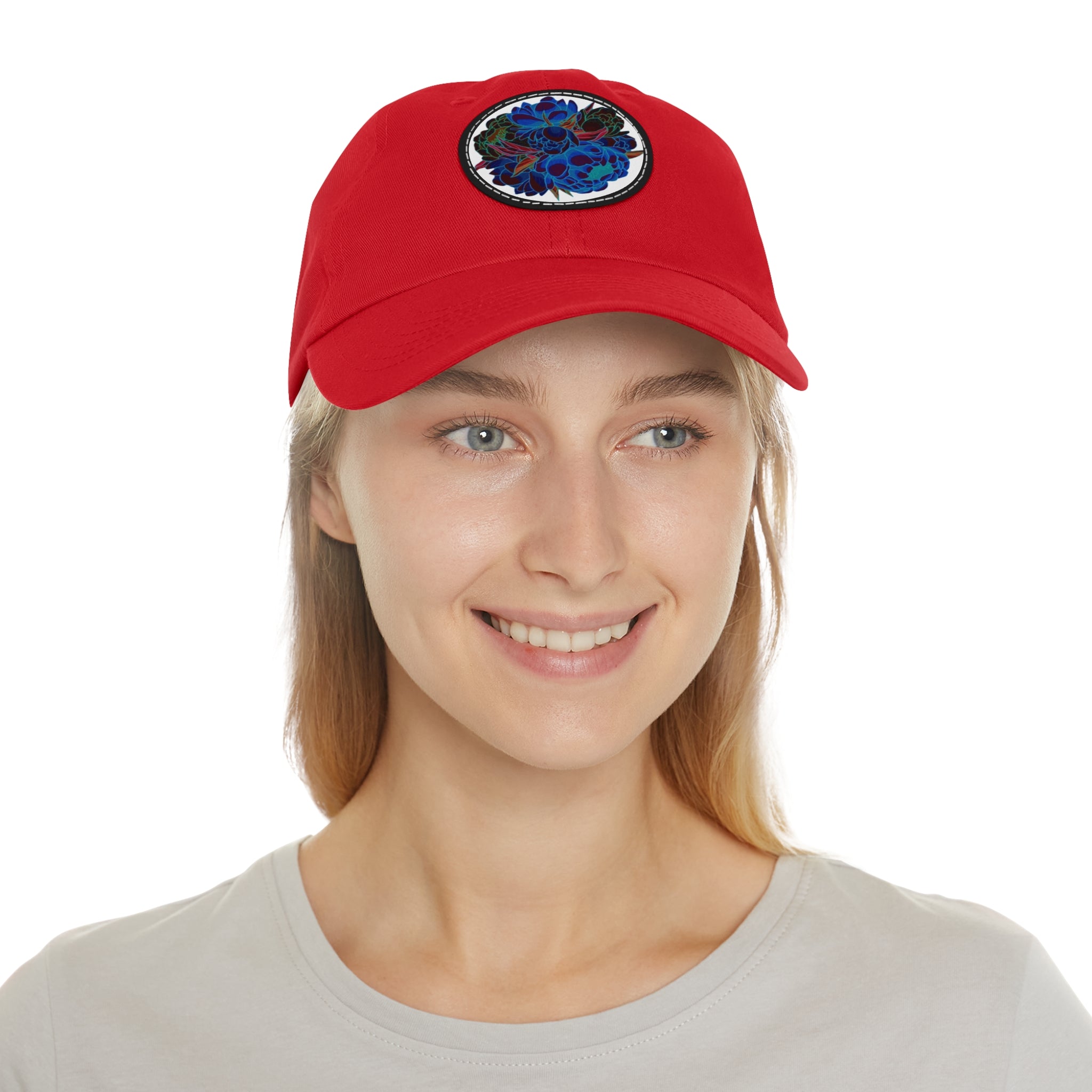 We love flowers hat with Leather Patch (Round)