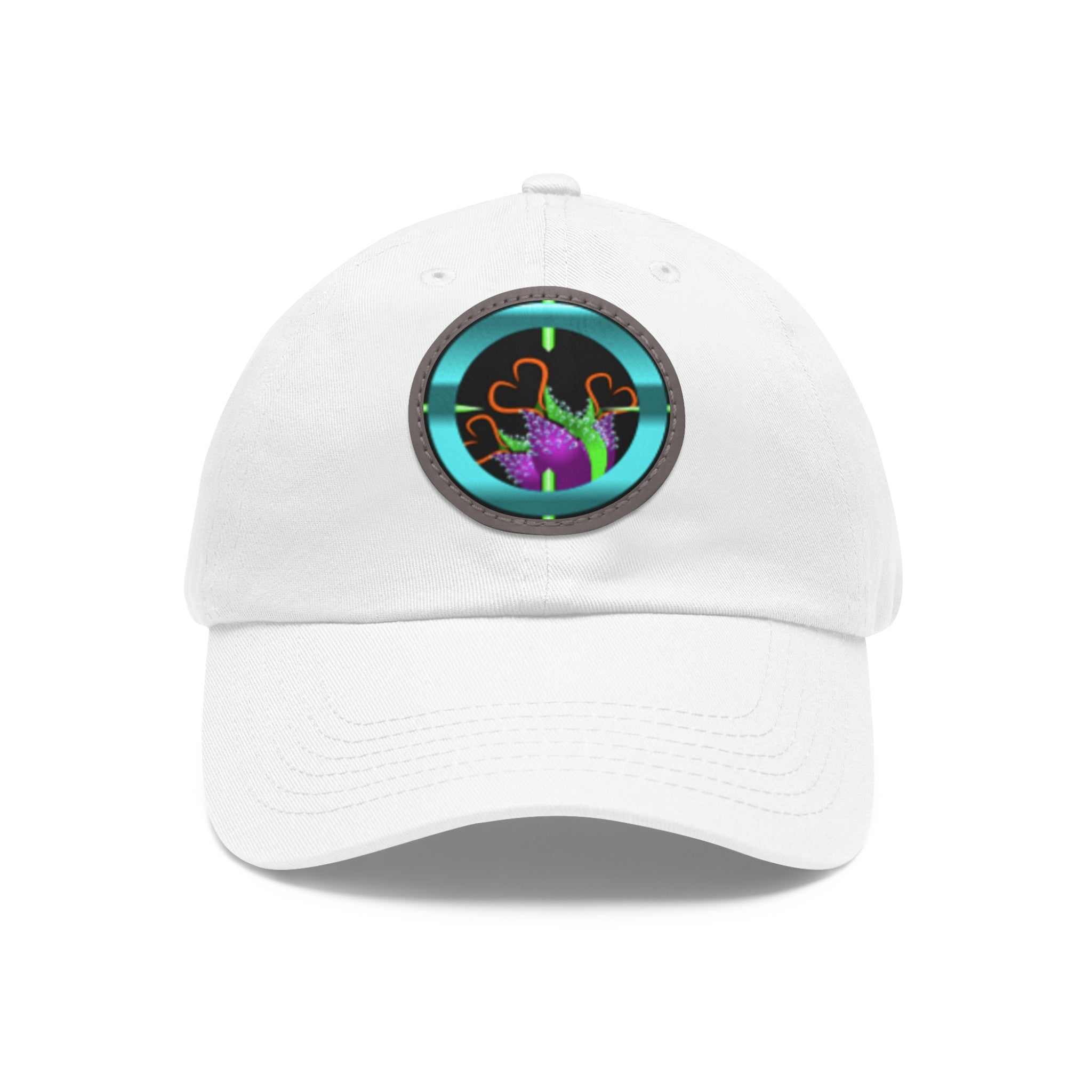 pH art contest cross-hairs hat with Leather Patch (Round)