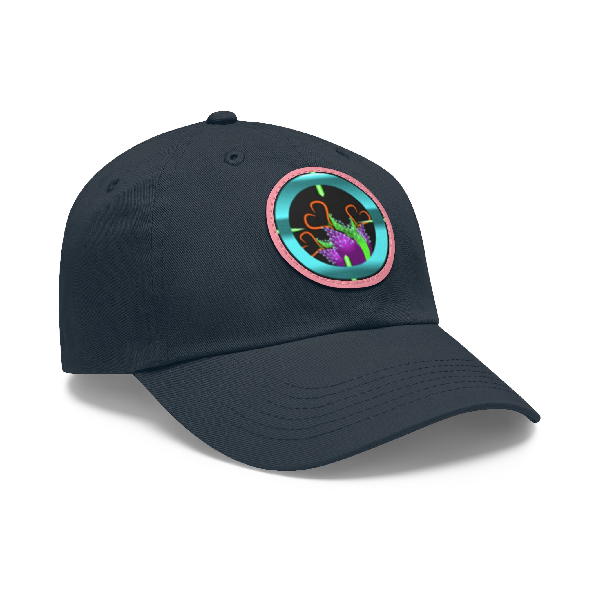 pH art contest cross-hairs hat with Leather Patch (Round)