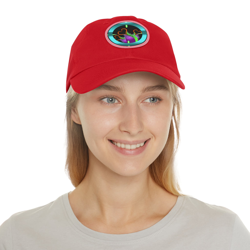 pH art contest cross-hairs hat with Leather Patch (Round)