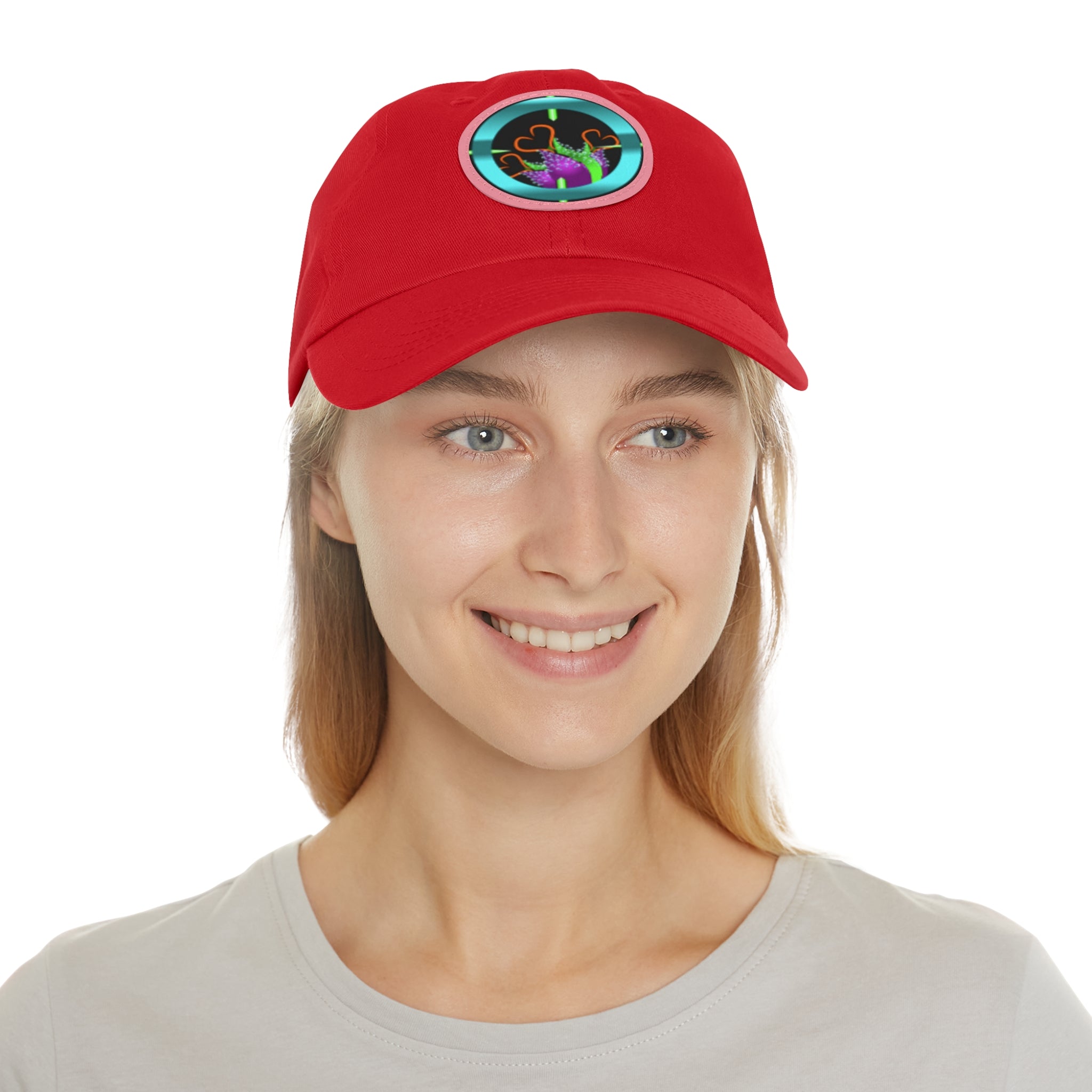 pH art contest cross-hairs hat with Leather Patch (Round)