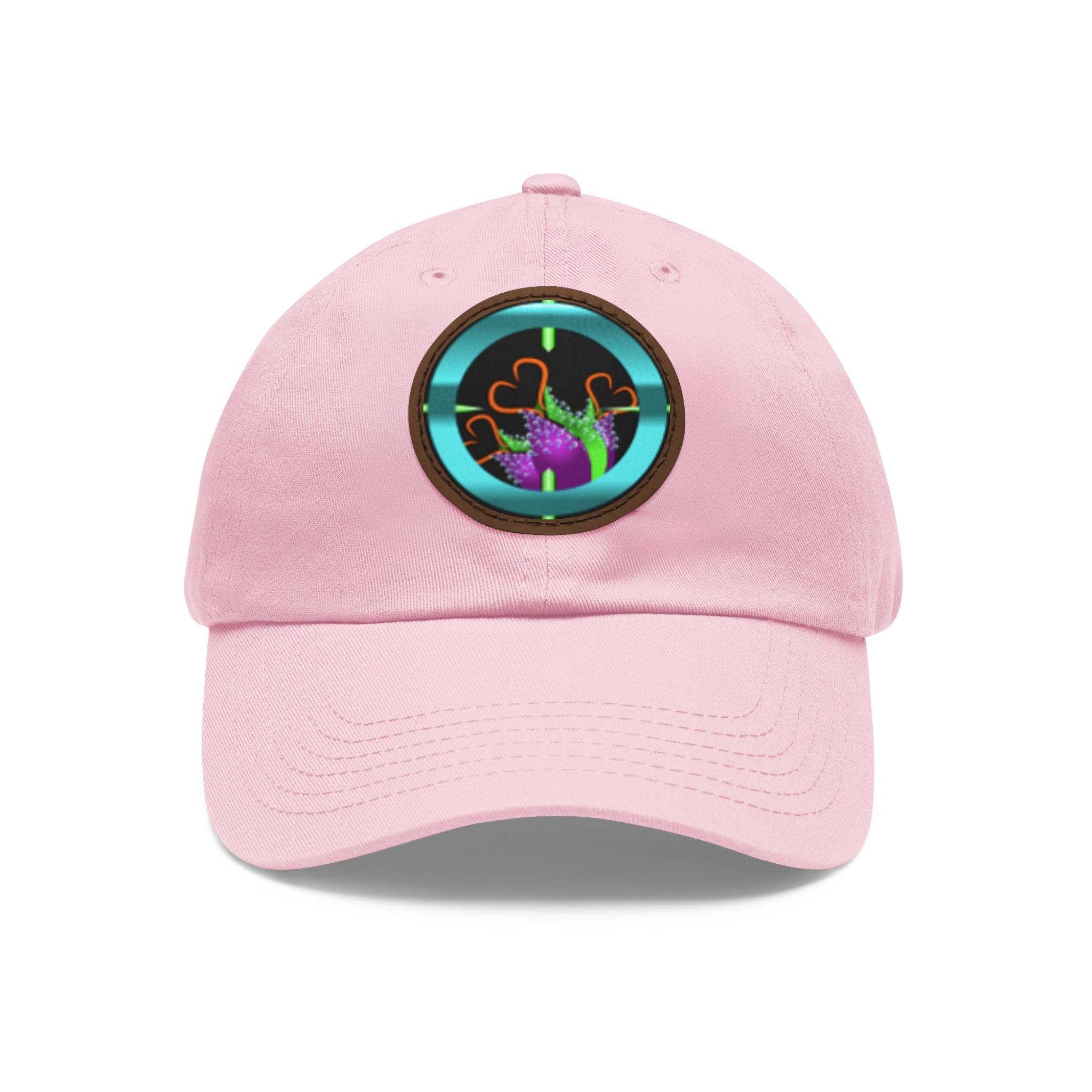 pH art contest cross-hairs hat with Leather Patch (Round)
