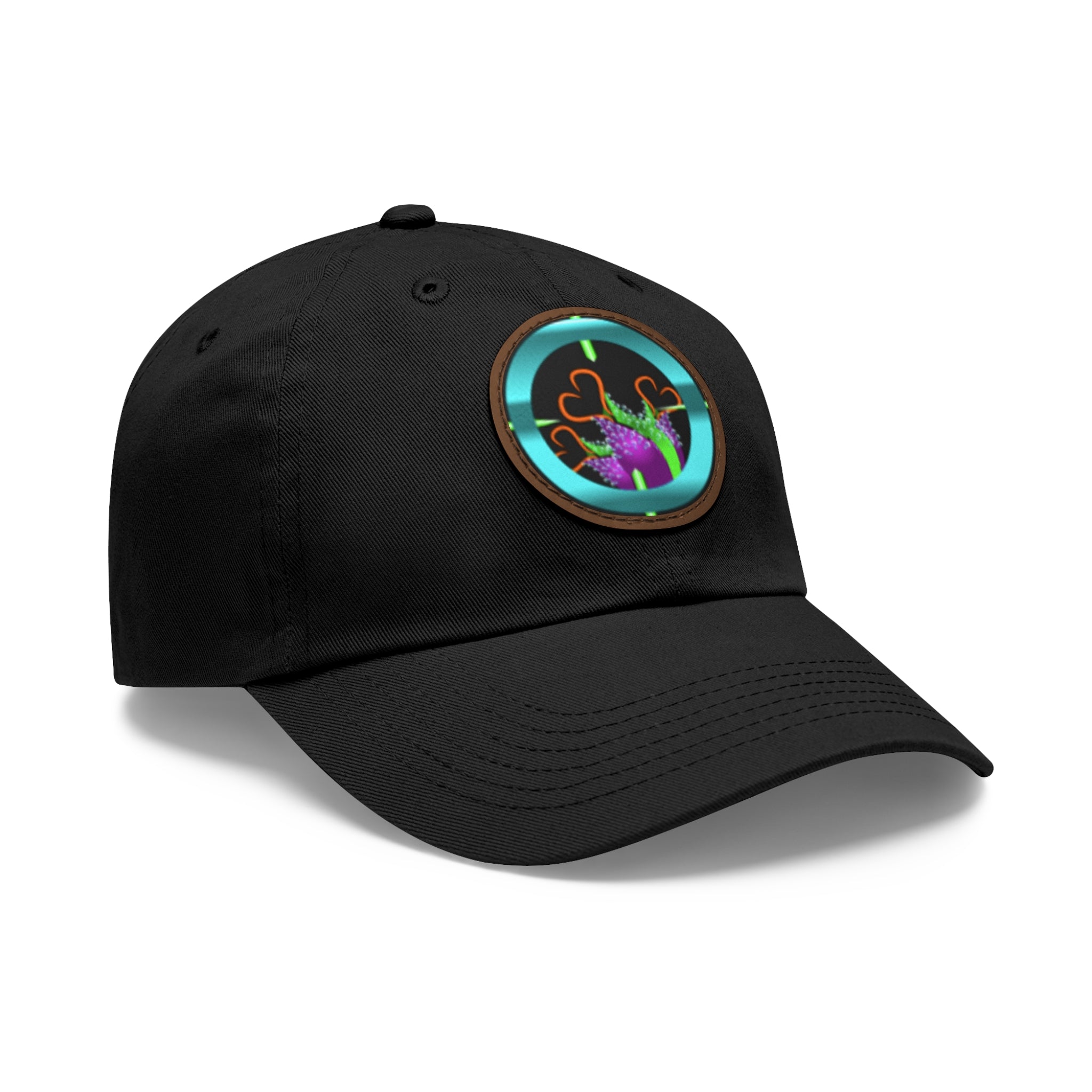 pH art contest cross-hairs hat with Leather Patch (Round)