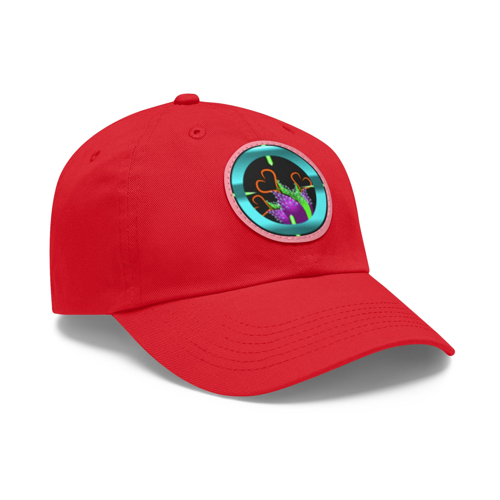 pH art contest cross-hairs hat with Leather Patch (Round)