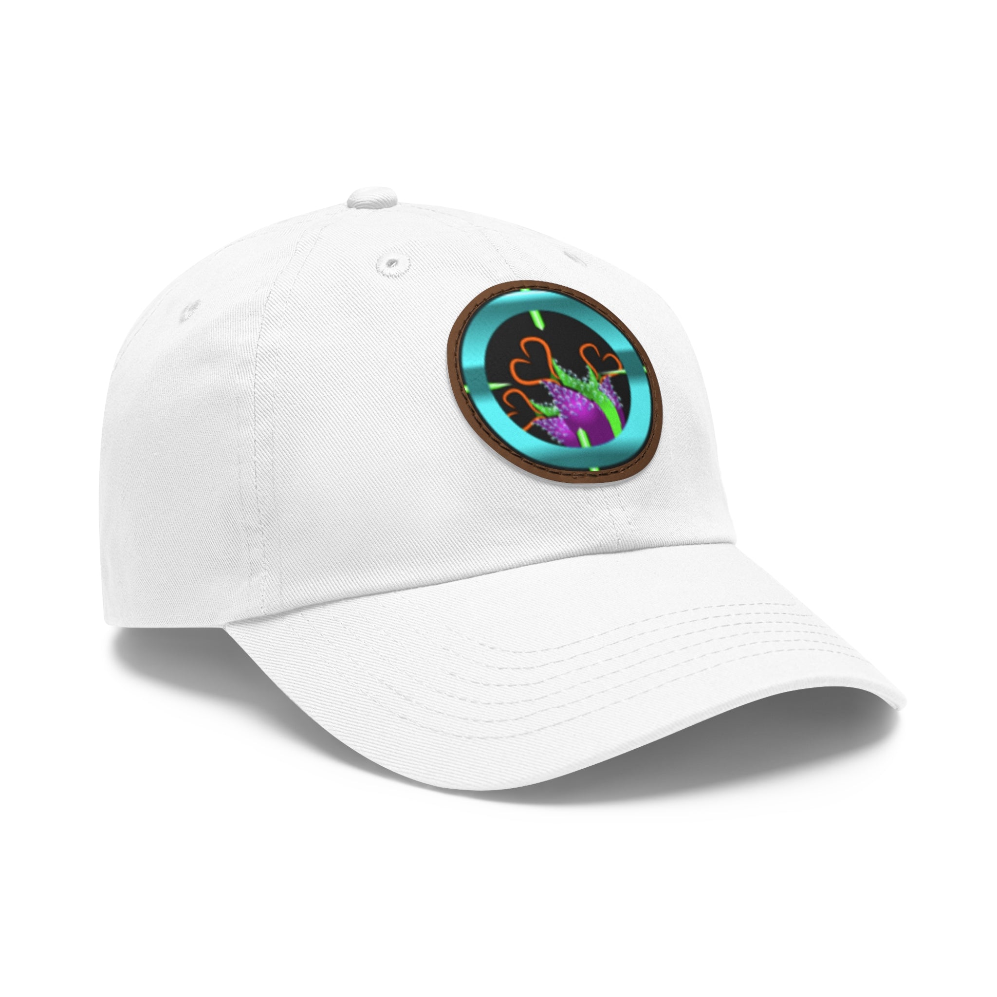 pH art contest cross-hairs hat with Leather Patch (Round)