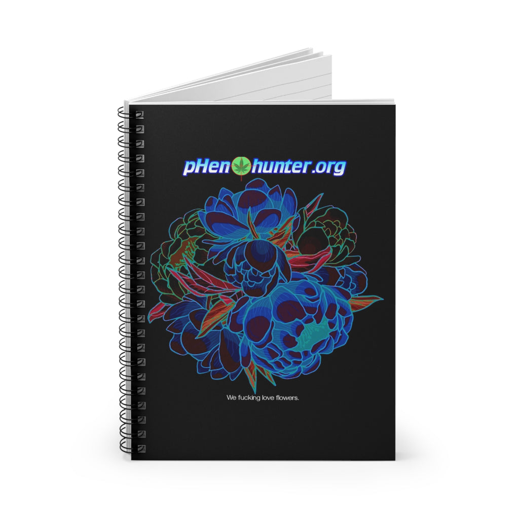 pHenohunter "We lover flowers" Spiral Notebook Black - Ruled Line