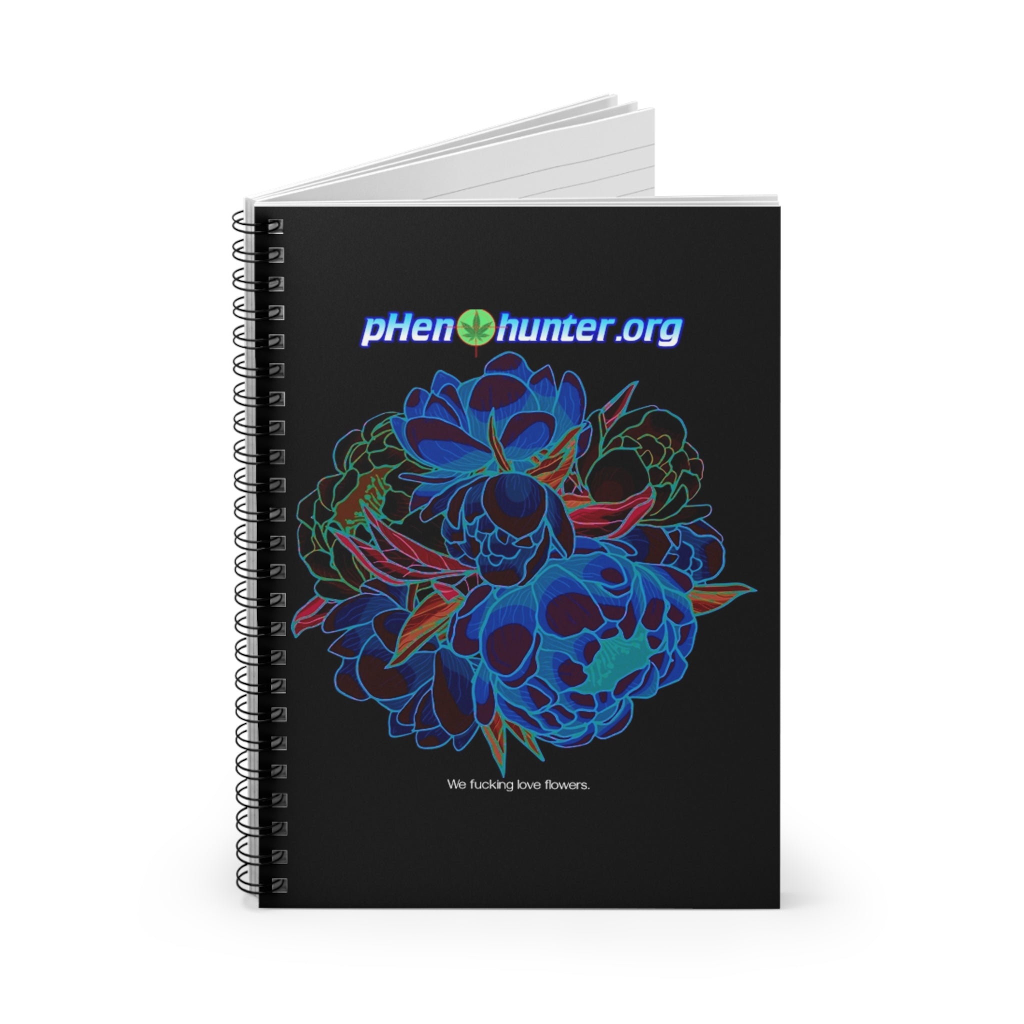 pHenohunter "We lover flowers" Spiral Notebook Black - Ruled Line