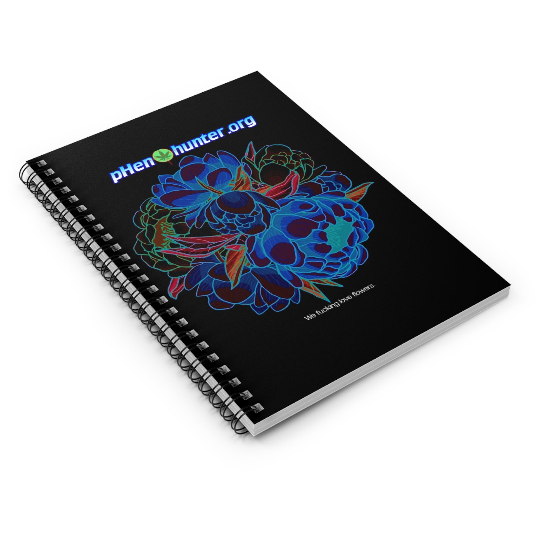 pHenohunter "We lover flowers" Spiral Notebook Black - Ruled Line