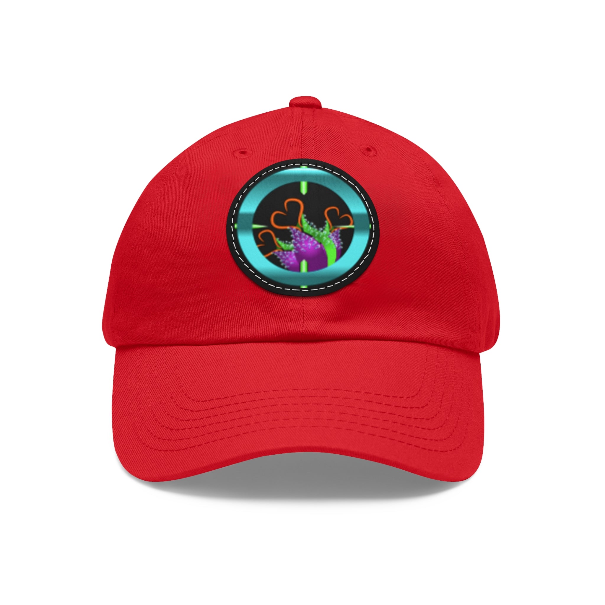 pH art contest cross-hairs hat with Leather Patch (Round)