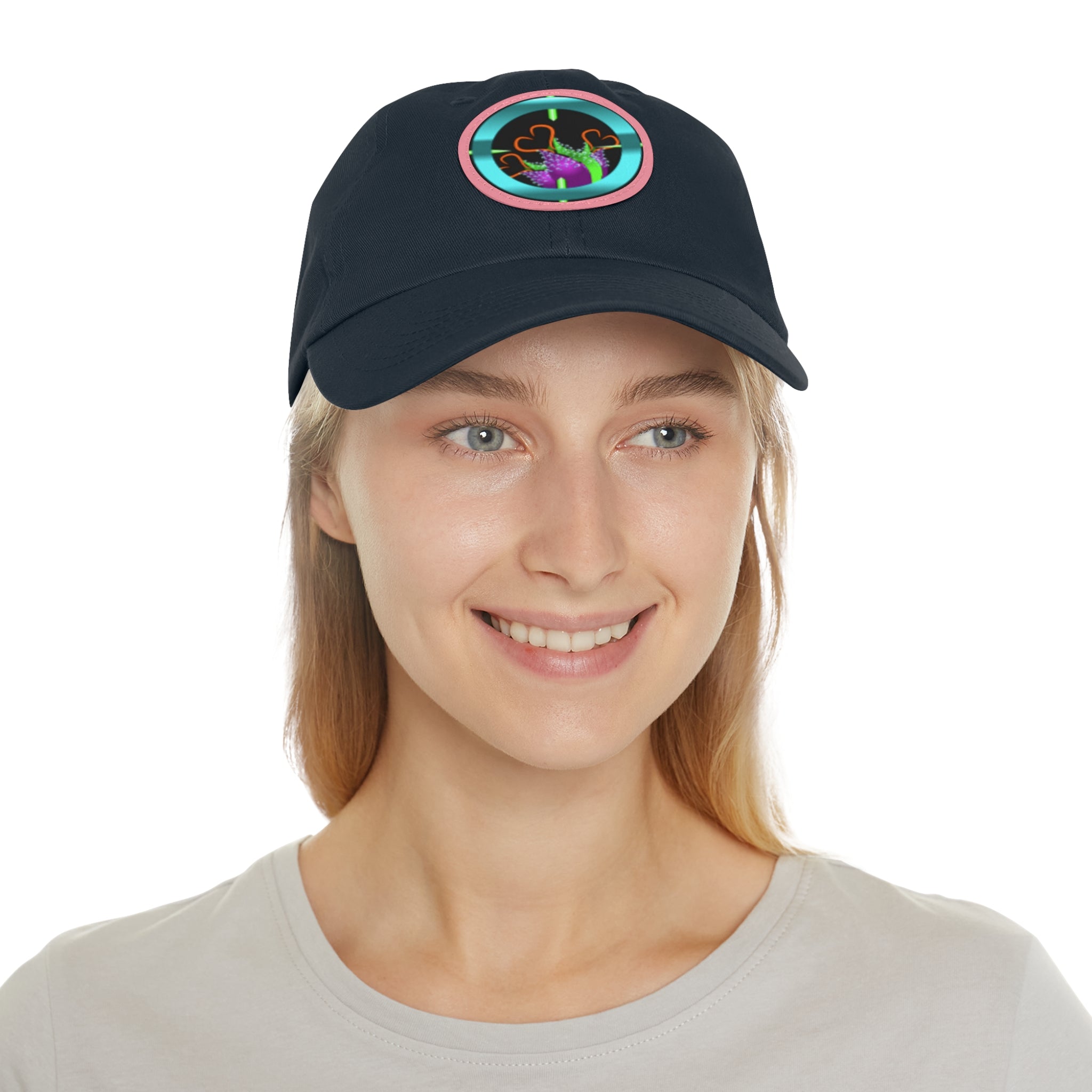 pH art contest cross-hairs hat with Leather Patch (Round)
