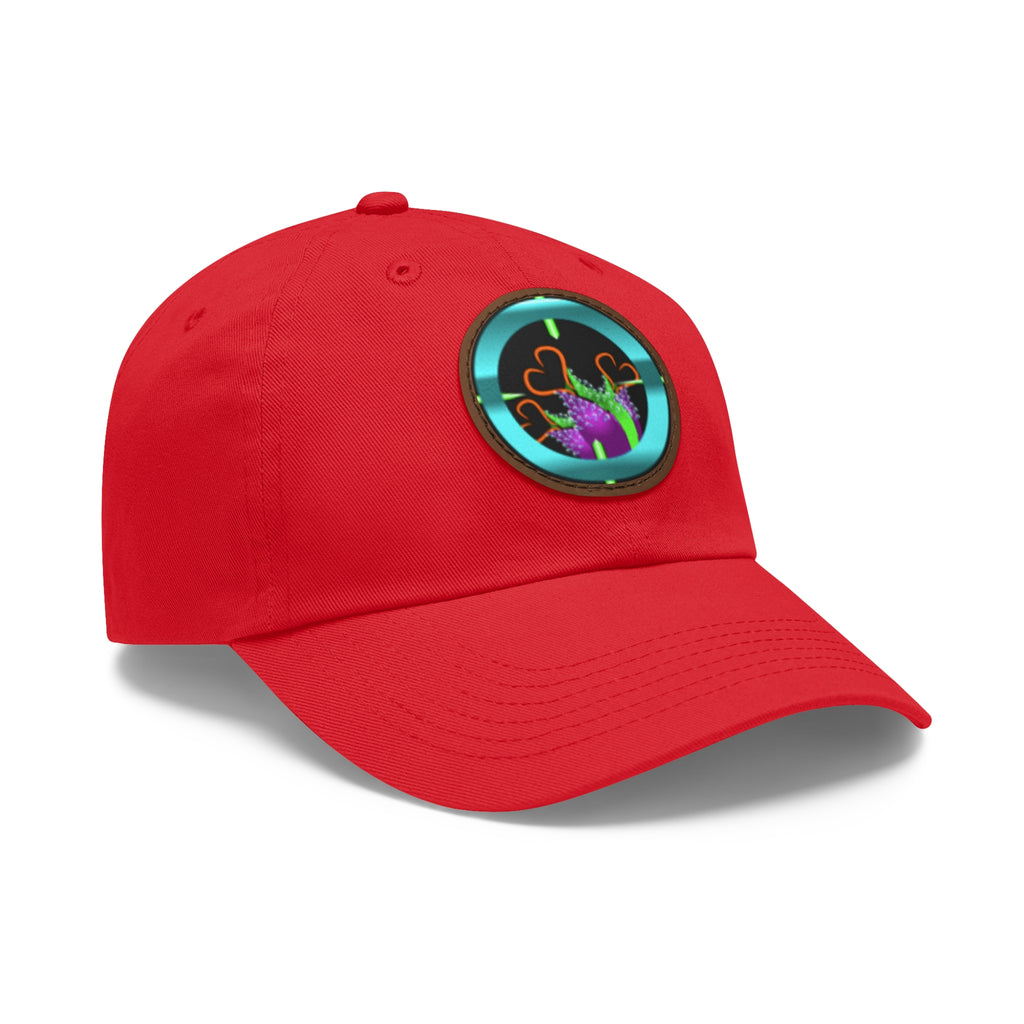 pH art contest cross-hairs hat with Leather Patch (Round)