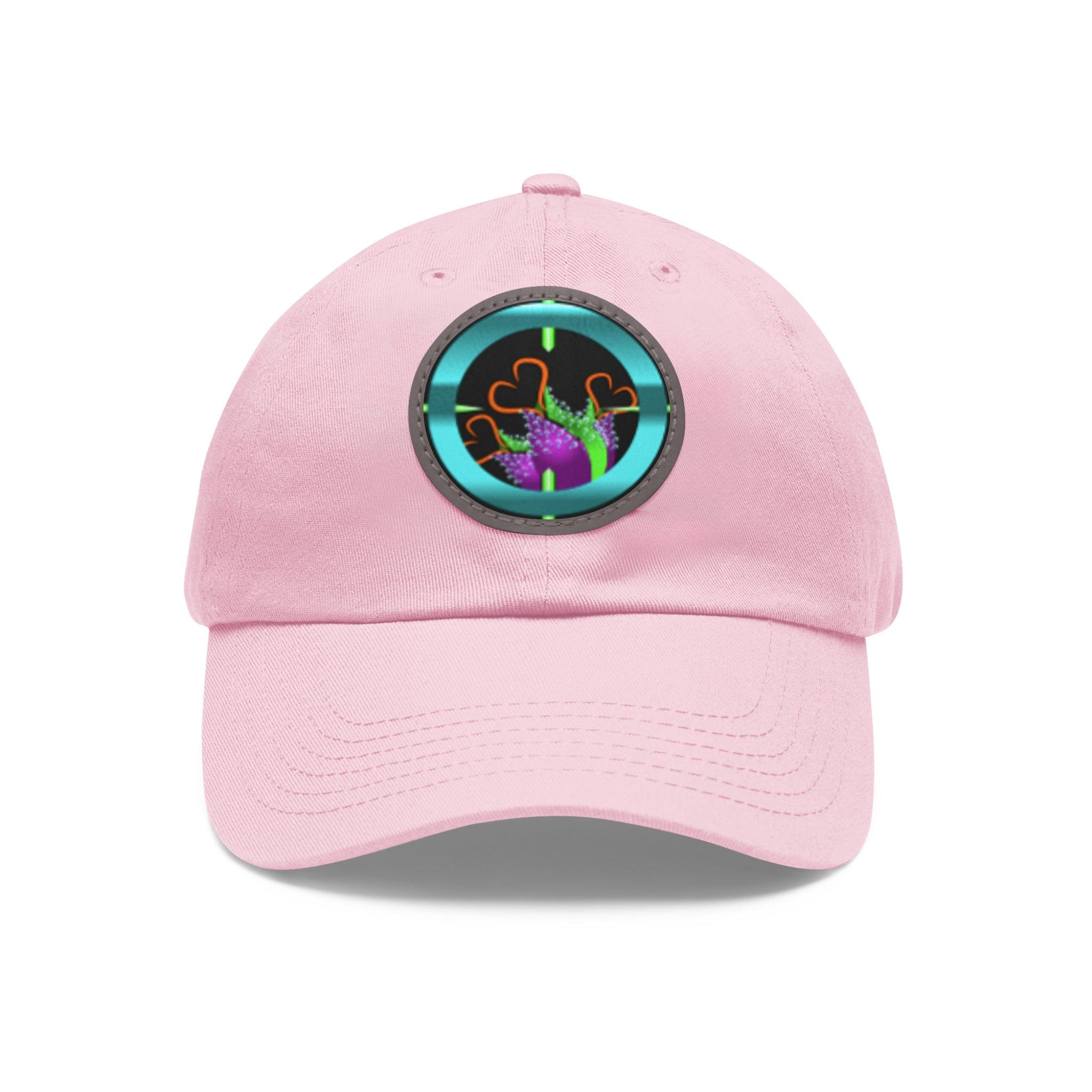 pH art contest cross-hairs hat with Leather Patch (Round)