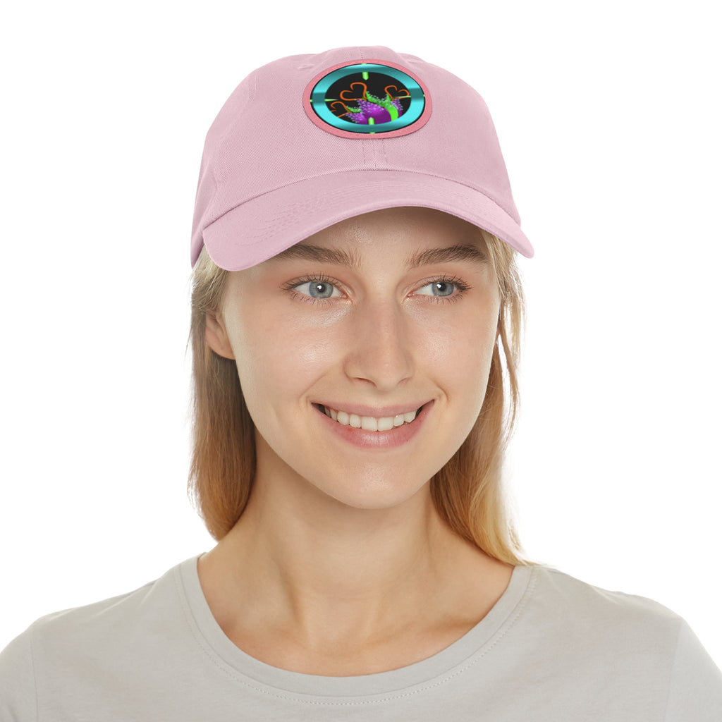 pH art contest cross-hairs hat with Leather Patch (Round)