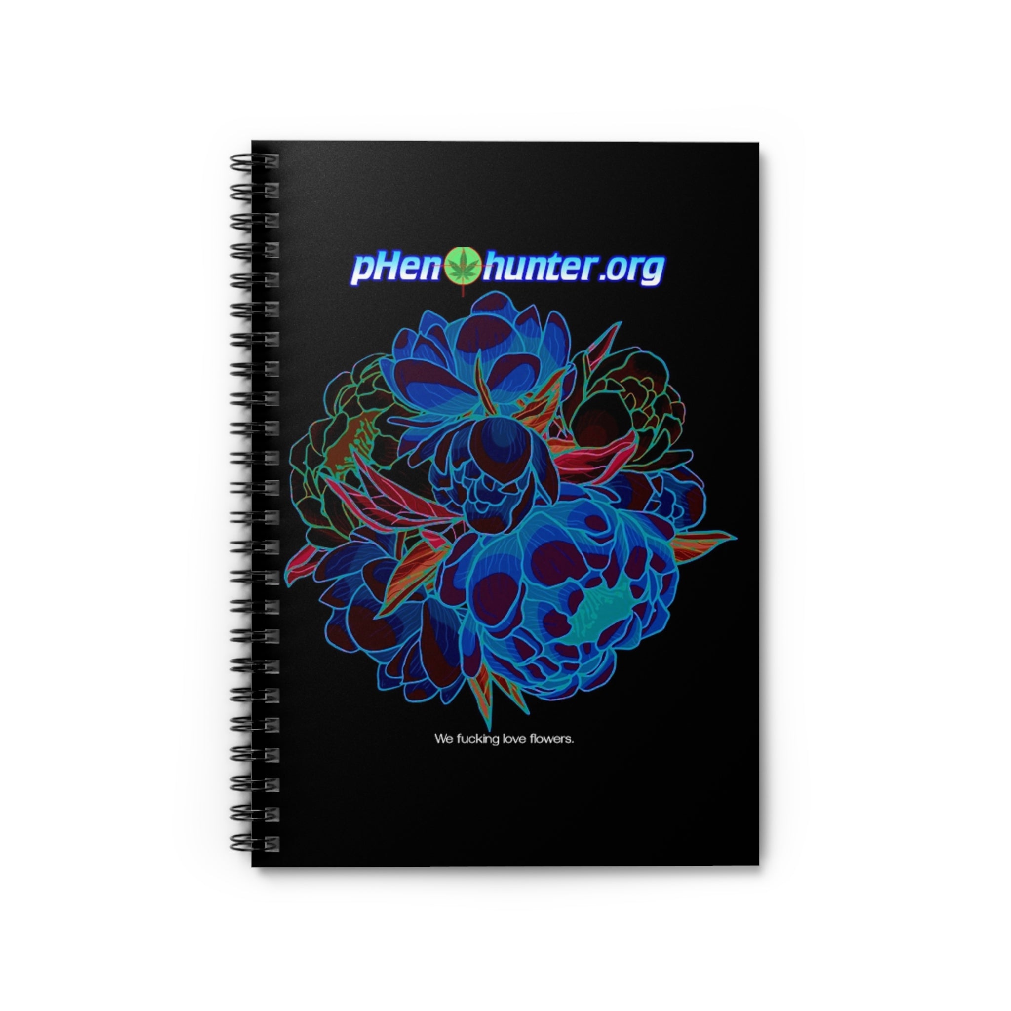 pHenohunter "We lover flowers" Spiral Notebook Black - Ruled Line