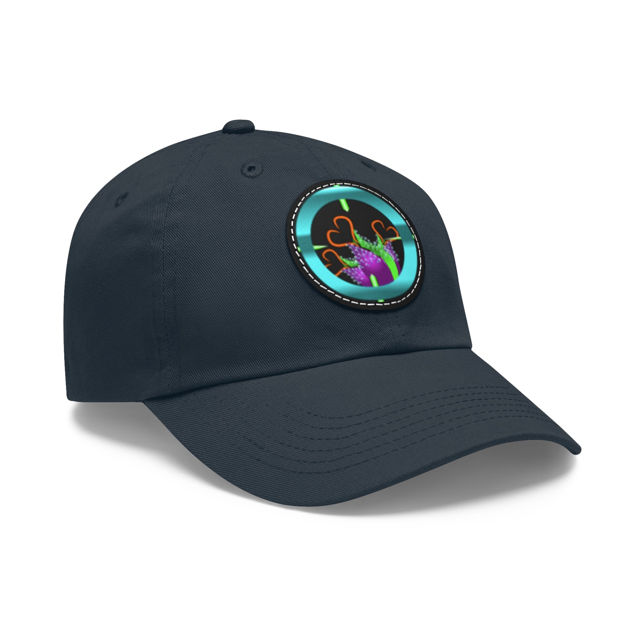 pH art contest cross-hairs hat with Leather Patch (Round)