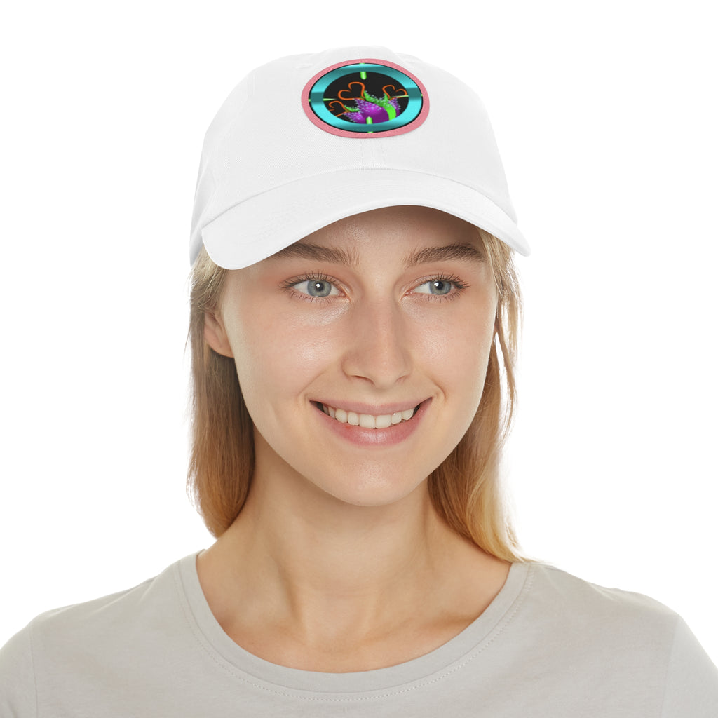 pH art contest cross-hairs hat with Leather Patch (Round)