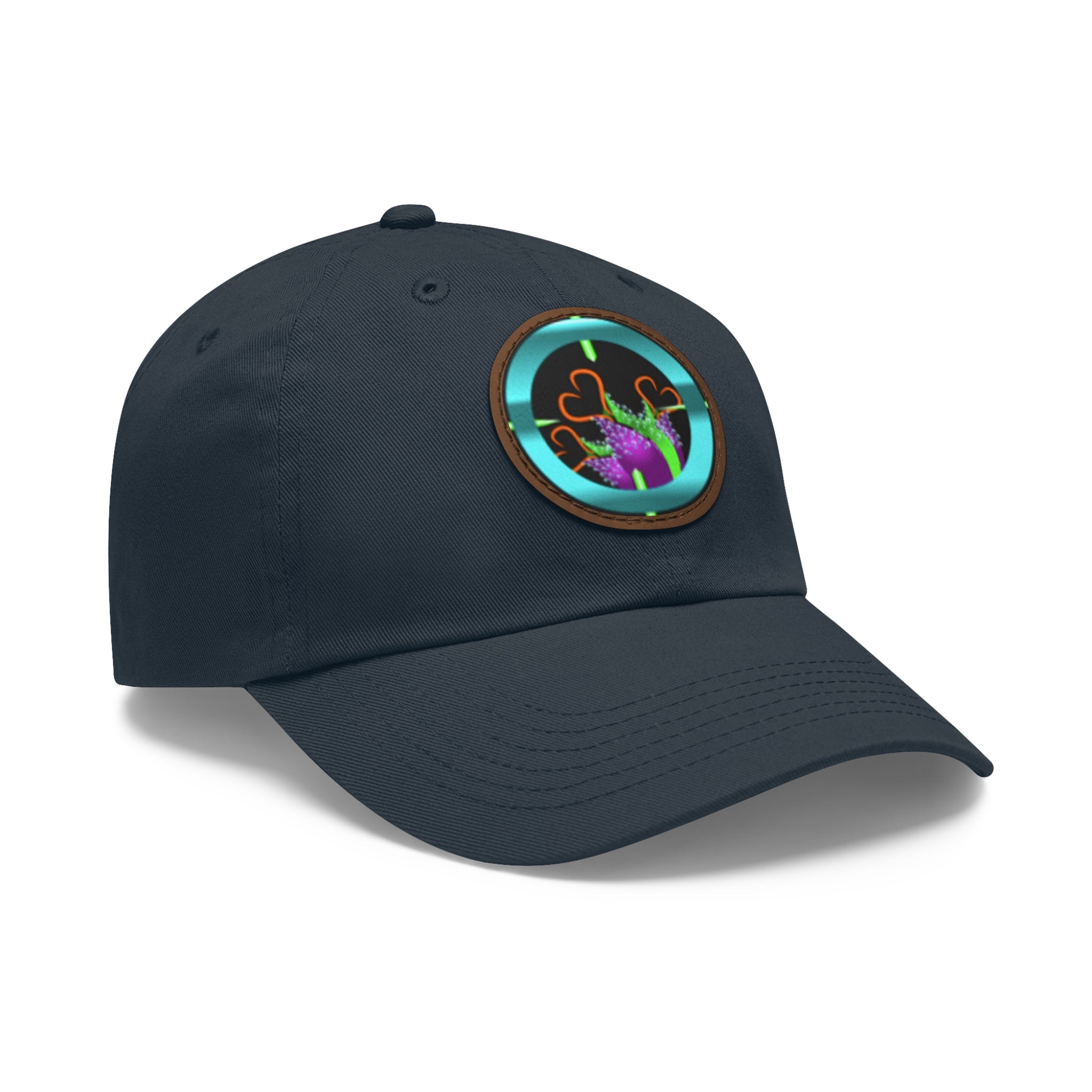 pH art contest cross-hairs hat with Leather Patch (Round)