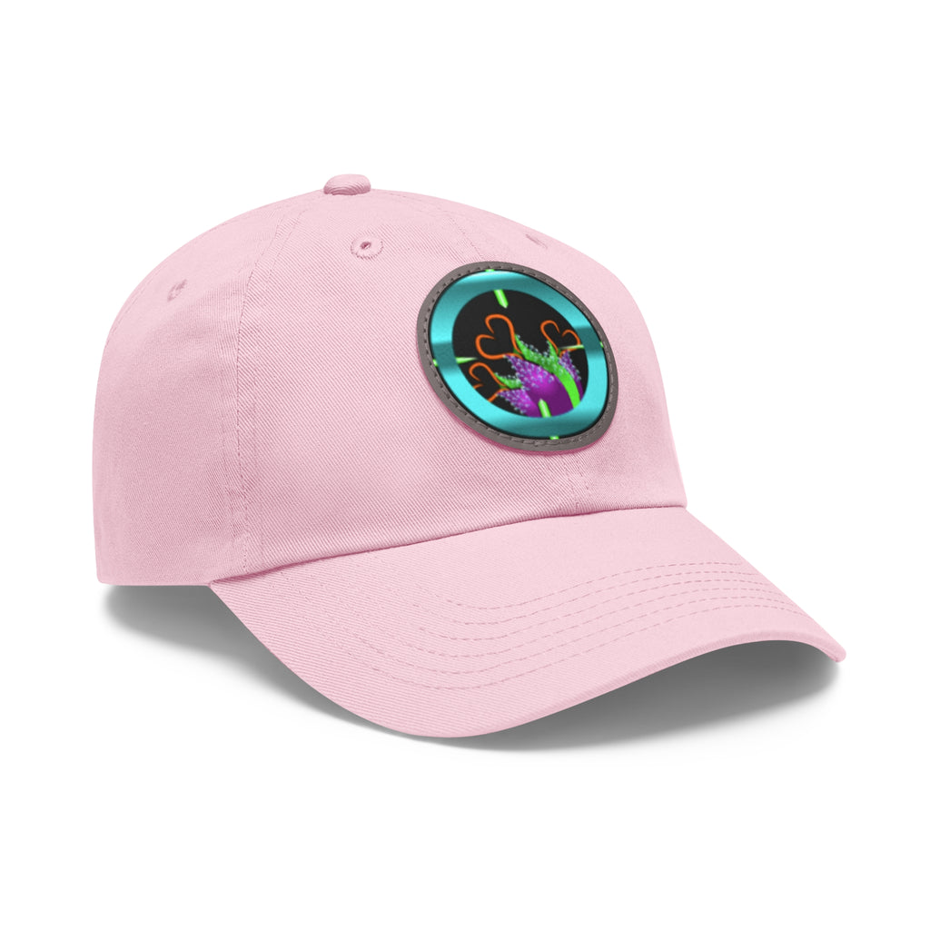 pH art contest cross-hairs hat with Leather Patch (Round)