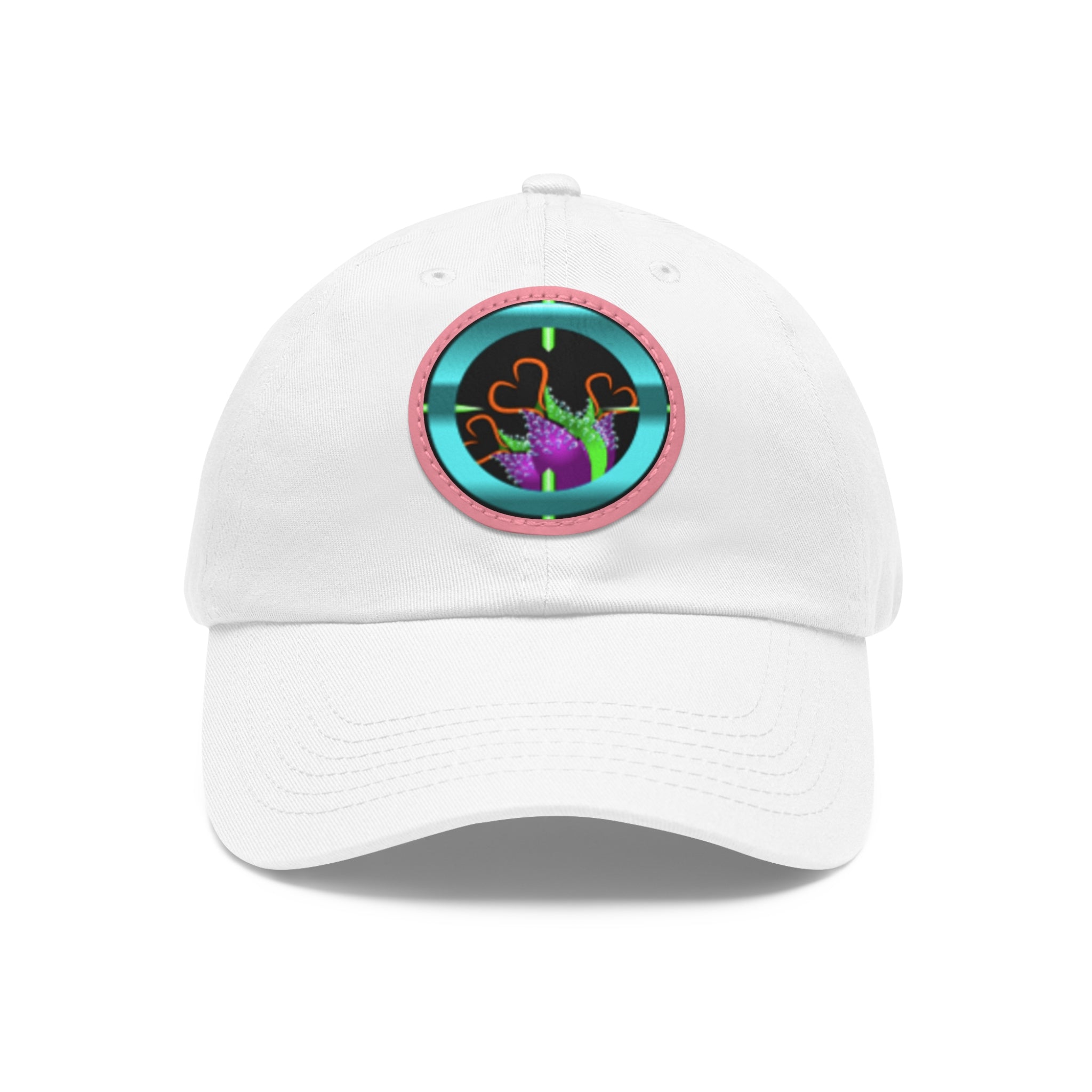 pH art contest cross-hairs hat with Leather Patch (Round)