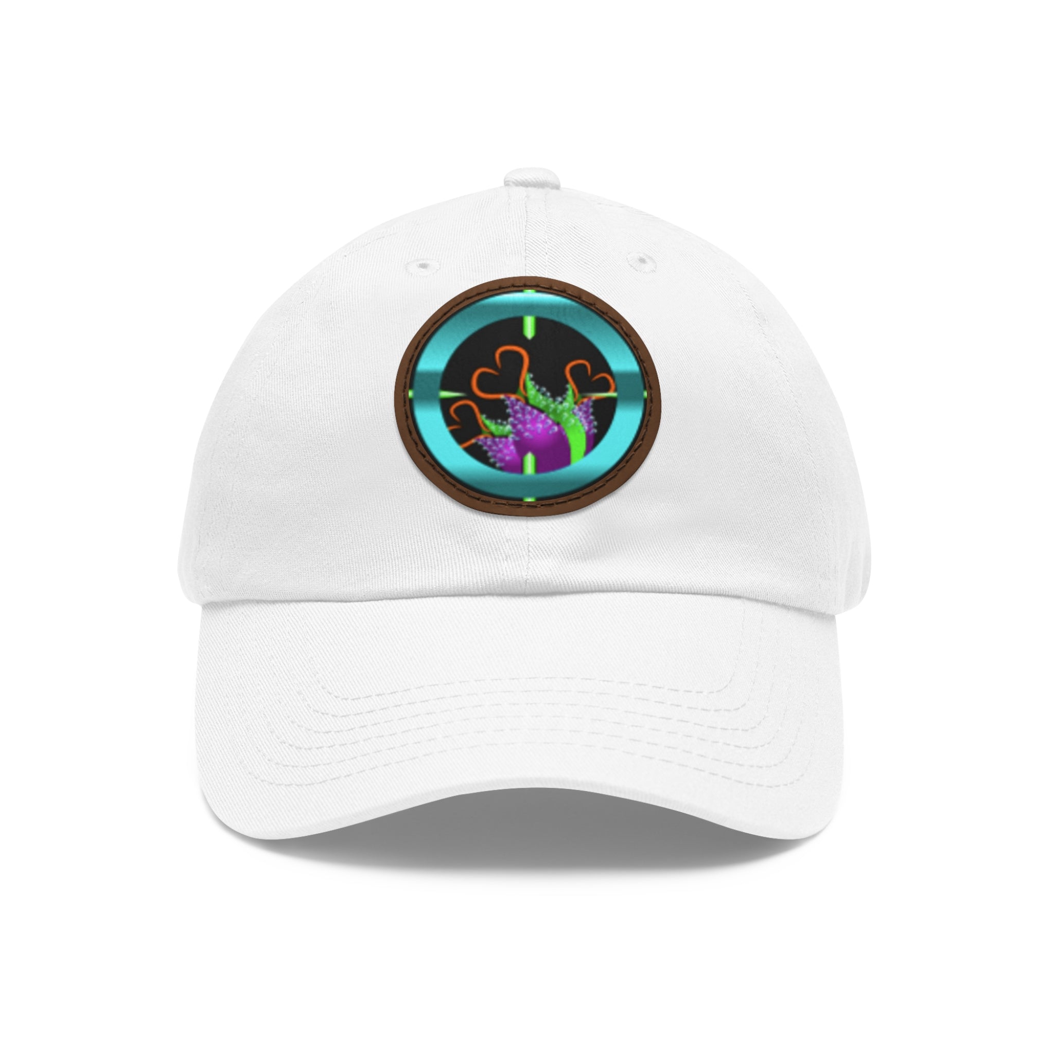 pH art contest cross-hairs hat with Leather Patch (Round)