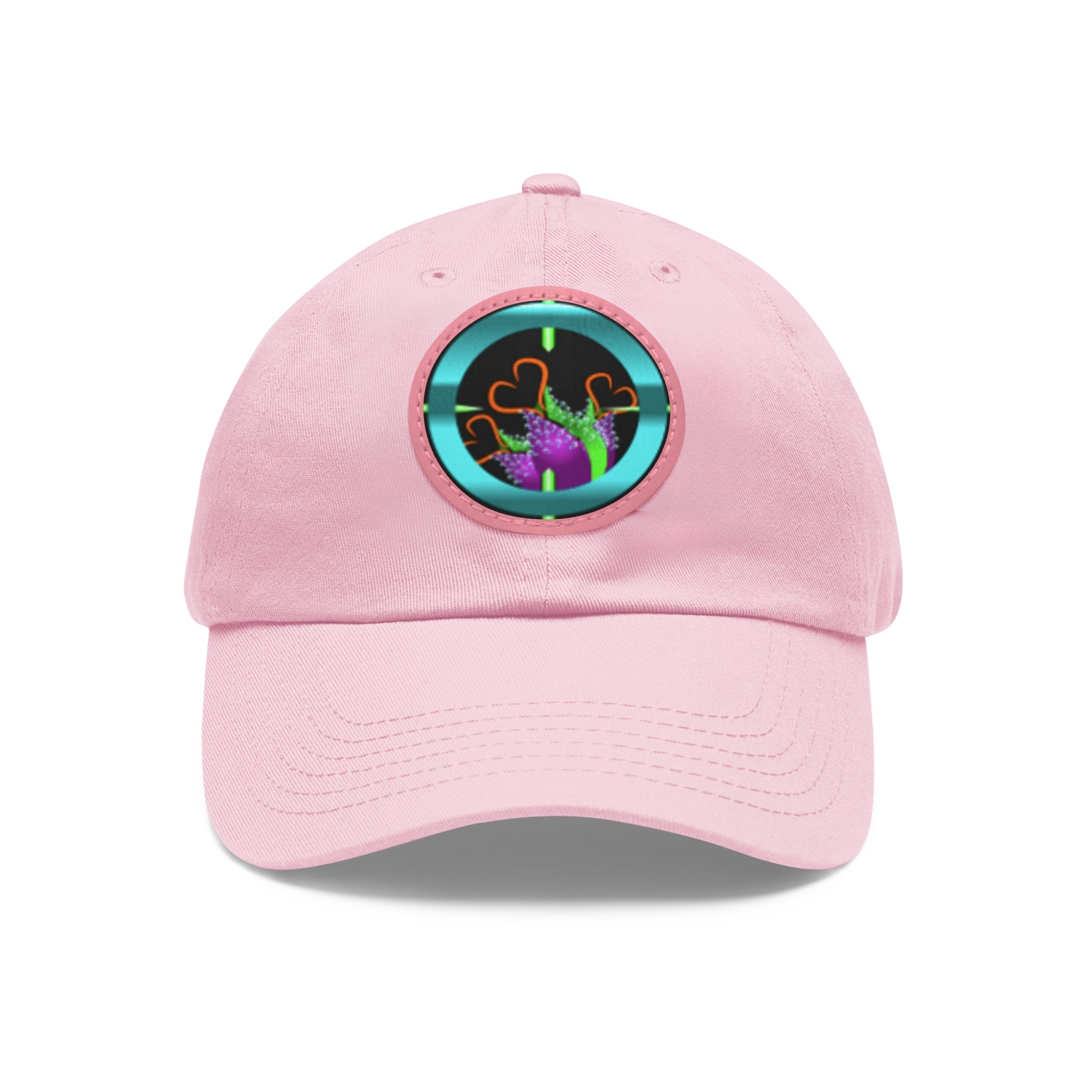pH art contest cross-hairs hat with Leather Patch (Round)
