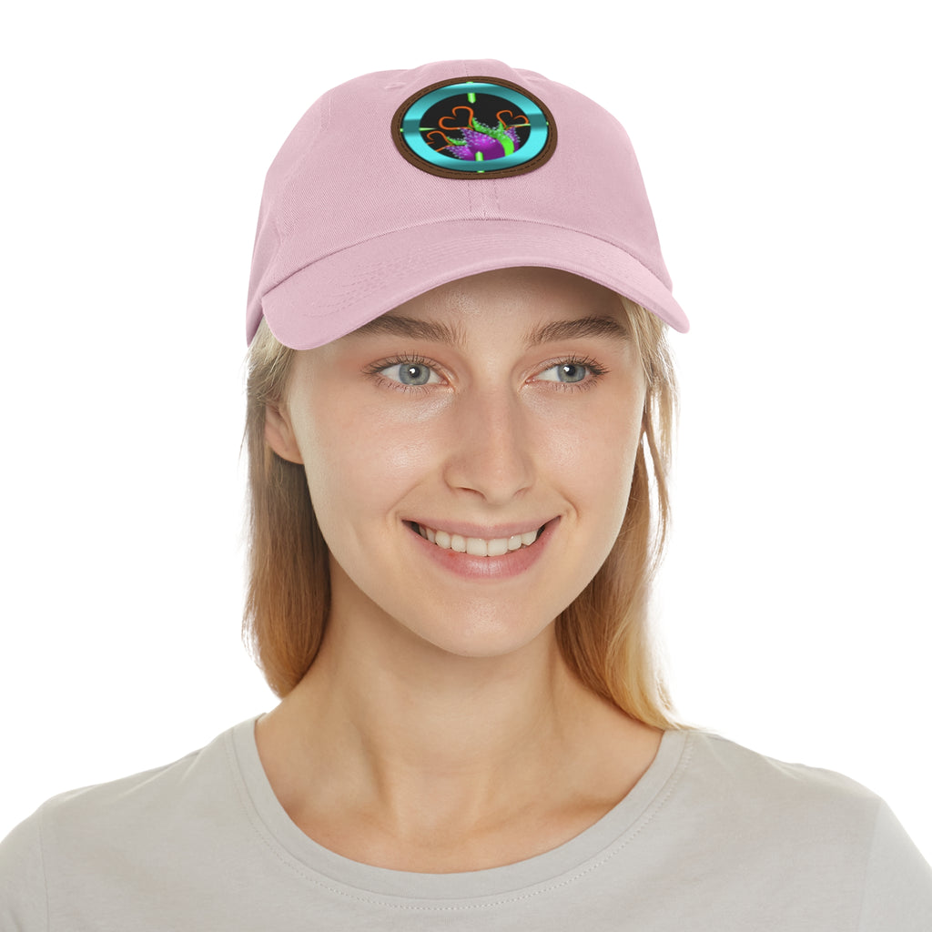 pH art contest cross-hairs hat with Leather Patch (Round)
