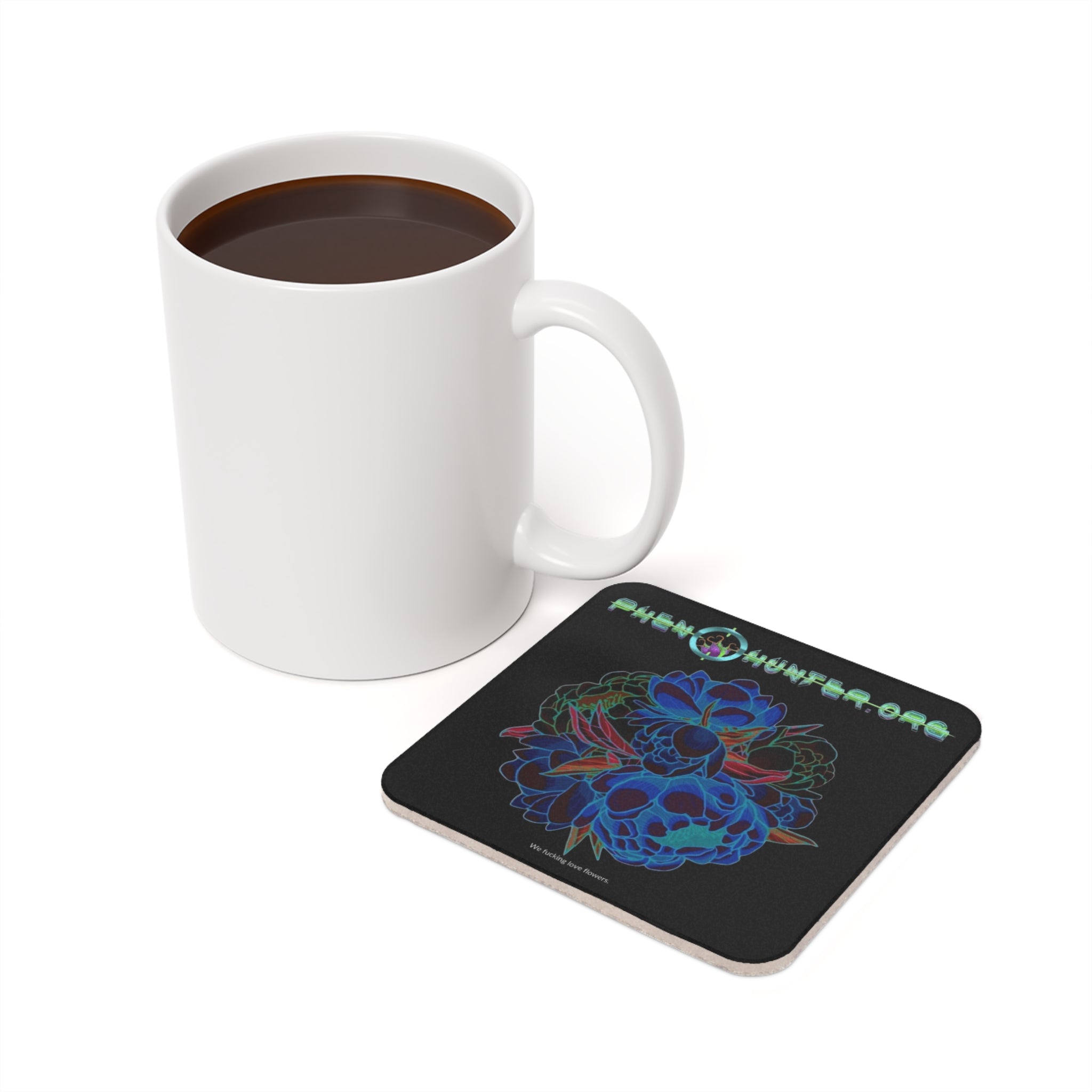 pHenohunter "We LOVE flowers" Cork Back Coaster