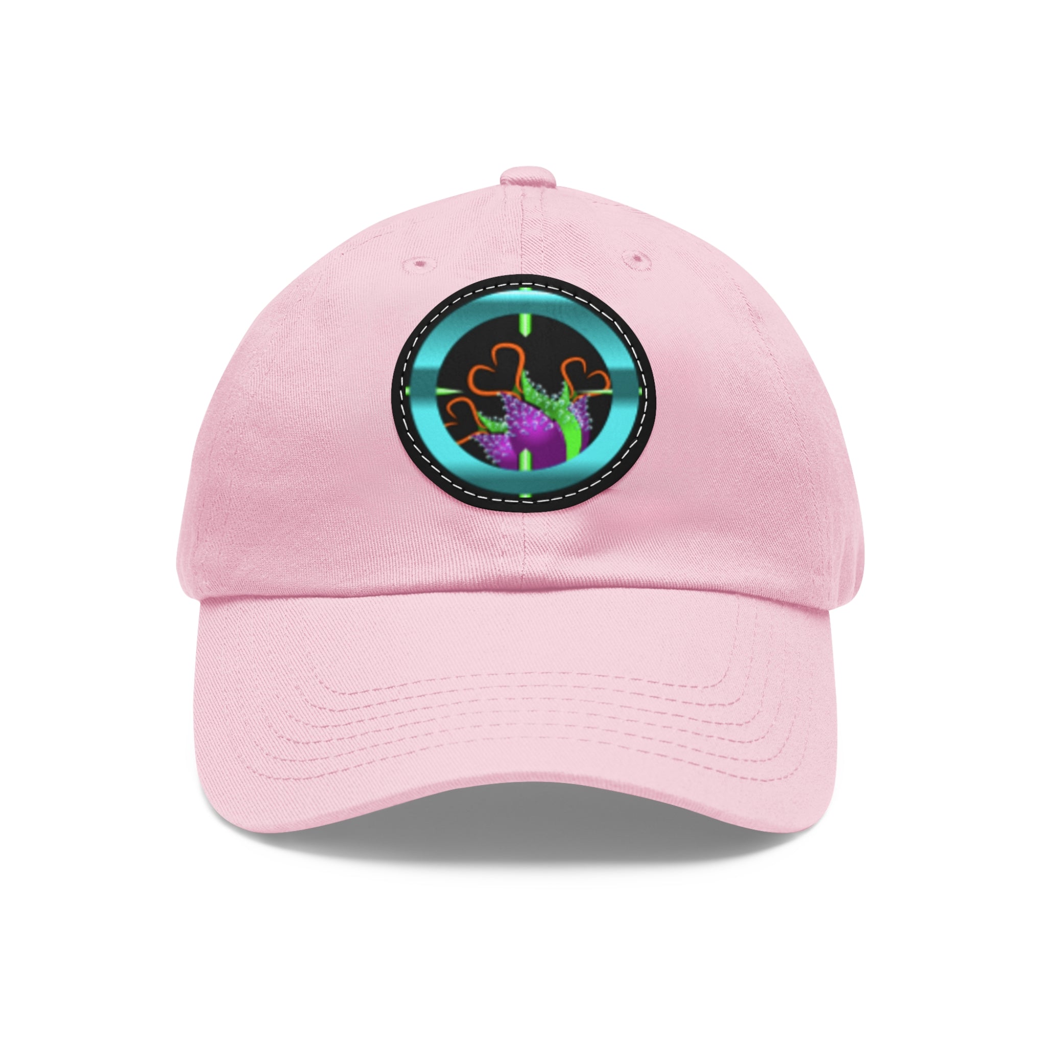 pH art contest cross-hairs hat with Leather Patch (Round)